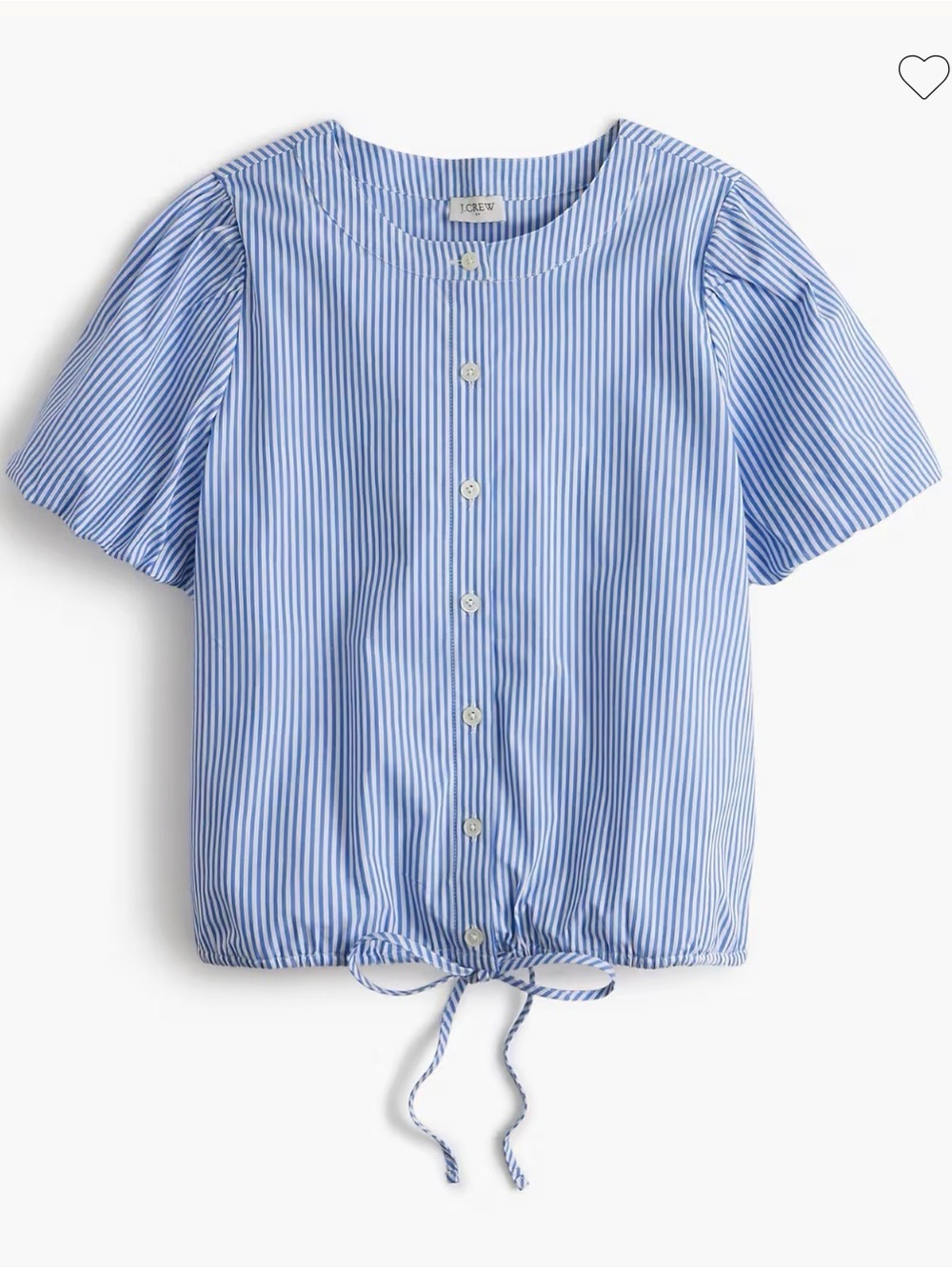 J. Crew Light Blue & White Striped Button-Front Tie-Hem Top